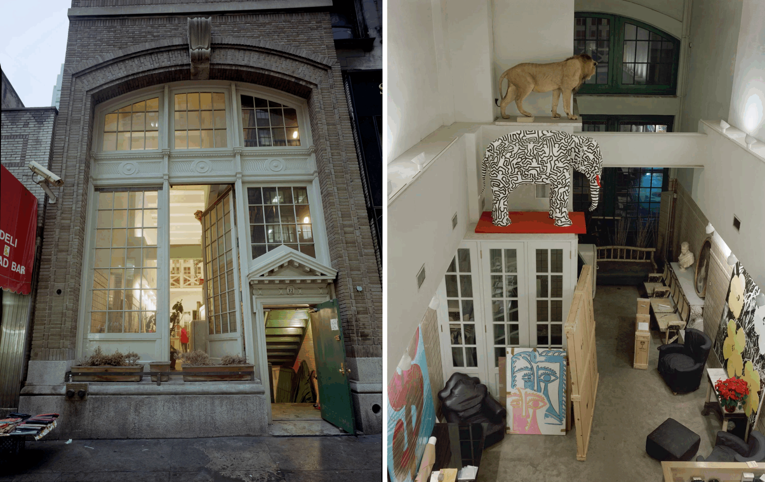 WarholStudio Left: Image of exterior of the Andy Warhol Foundation. Right: Image of interior of the Andy Warhol Foundation.